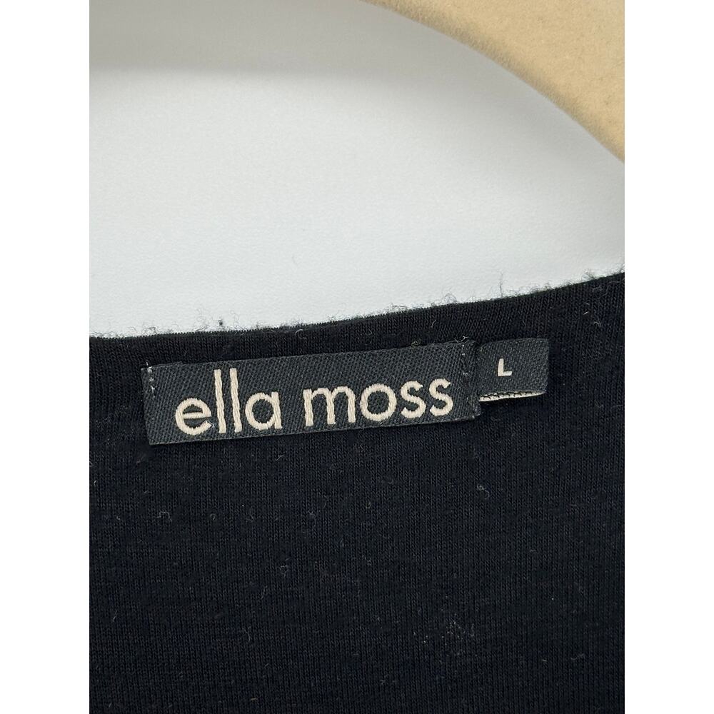 Ella Moss Black Blouse Top L Large Pleated V-Neck Braided Sleeve Bohemian Career - Picture 3 of 8